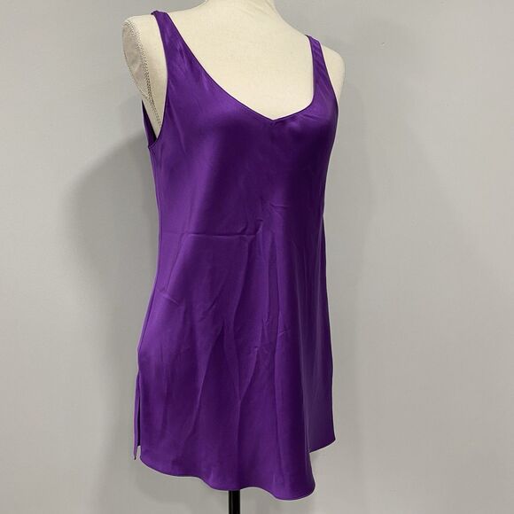 WORTH NY 12 NWT Purple Silk Long Babydoll Camisole Top Coquette Girl Deadstock - Picture 3 of 16